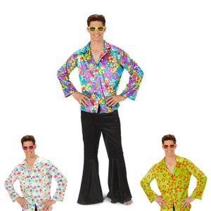 Camicia fiori hippie unisex tg. 52/54